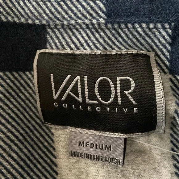 Valor Collective NWOT Blue And Gray Plaid Casual Button Down Shirt Unisex - Picture 5 of 8
